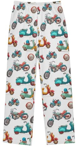 XDKDZIS Cartoon Motorbikes Pajama Lounge Pants with Pockets Sleepwear Soft Elastic Waist PJ Bottoms 6-14 Years