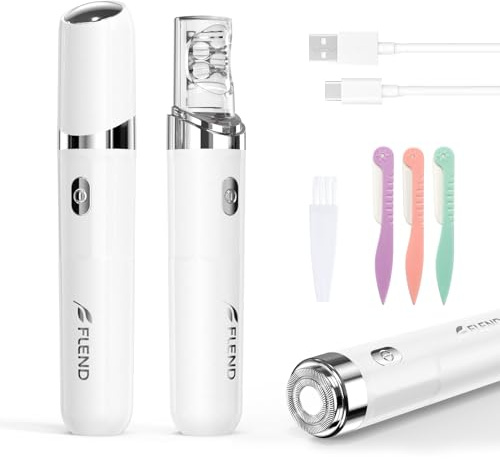 Facial Hair Remover for Women, 2-in-1 Epilator for Women with LED Light USB Rechargeable Portable Electric Epilators Painless Lady Shavers for Face, Lip, Chin, Leg, Arms, Bikini (White)