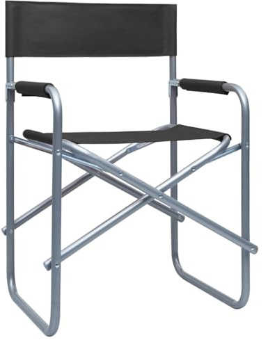 Zentexion 2 sedie da regista pieghevoli in acciaio nero con tessuto imbottito, 48 x 57 x 79 cm, braccioli, resistenti alle intemperie, per giardino, terrazza, balcone e campeggio all'aperto