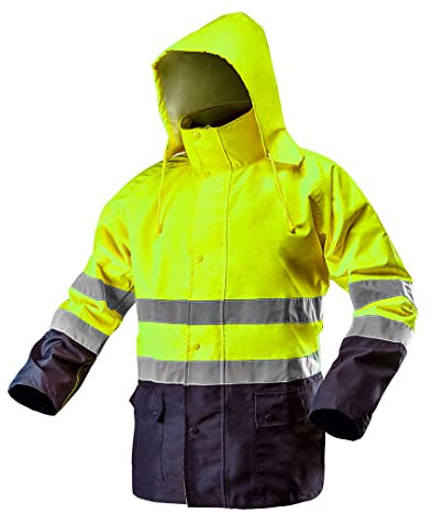 NEO TOOLS Warnschutzjacke mit Reflektionsstreifen EN ISO 20471 Warnjacke orange Neon gelb Arbeitsjacke Warnschutz Sicherheitsjacke XXL Neongelb