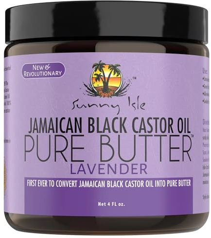 Jamaikanisches schwarzes Rizinusöl, Lavendel, reine Butter, 118 ml | 100 % natürliche, reine Butter für tiefe Feuchtigkeit, Weichheit und Pflege für Haar, Kopfhaut und trockene Haut