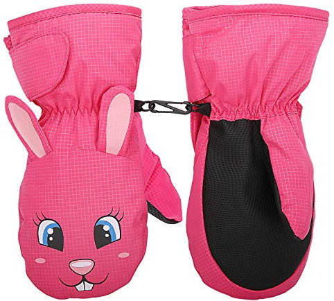 MoKo Kinder Skihandschuhe, Winddicht Wasserdicht Winterhandschue Warm Fäustlinge Sport Handschuhe für Skifahren Radfahren Snowboarden Outdoor-Aktivitäten für Jungen Mädchen von 4-6 Jahren - Magenta
