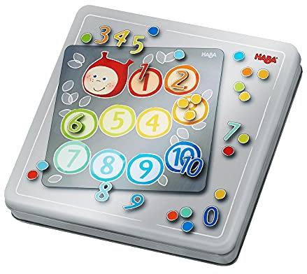 HABA 305050 - Magnetspiel-Box Zahlen, mit 4 Hintergrundbildern und vielen magnetischen Puzzleteilen, zum Lernen von Zahlen und Mengen, für Vorschulkinder ab 5 Jahren