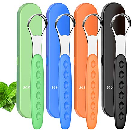 New Version Tongue Scraper Cleaner for Adults & Kids, Medical Grade Metal Tongue Brushes Set for Fresh Breath Dental Eliminate Bad Breath in Seconds (4 pcs)