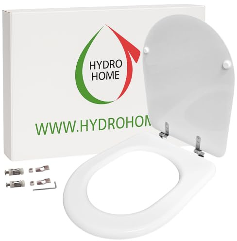 HYDRO HOME Copriwater Compatibile CLODIA DOLOMITE, Tavoletta Wc In Legno Rivestito In Poliestere, Resistente, Asse Wc Colore Bianco, Paracolpi Sagomati, cerniere fissaggio dall'alto MADE IN ITALY