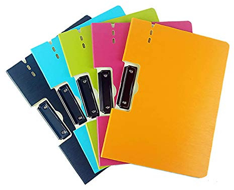 [5x] A4 Portadocumentos con Tapa y Pinza, Carpeta Portapapeles plegable, Organizador Portafolios para escuela, oficina, conferencias, 5 Piezas Carpeta Archivadora en 5 colores diferentes, TKD8051
