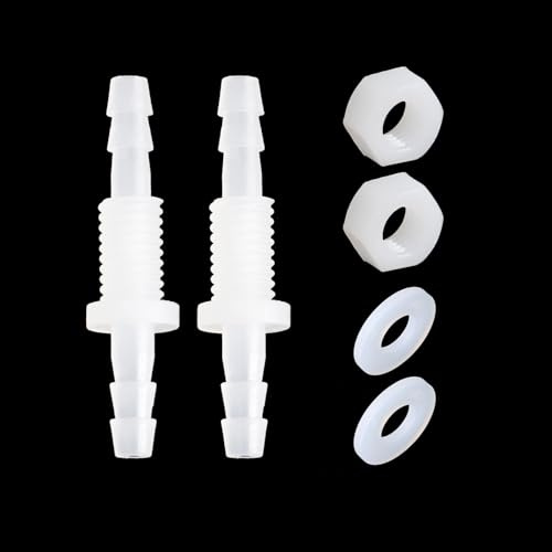Feelers 3/16 Hose Barb Thru-Bulk Bulkhead Fitting Hex Barbed Fitting Plastic Adapter Union Mender Splicer with Gasket for Water/Fuel/Air (Pack of 2)