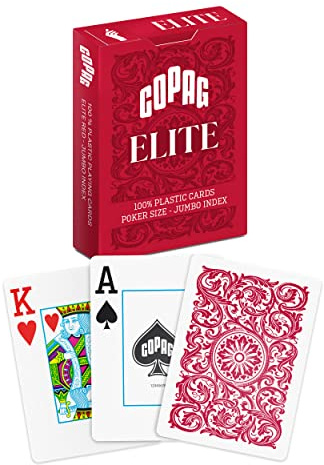 Copag Elite 100% Plastic Playing Cards, Poker Size Jumbo Index Single Deck (Red)