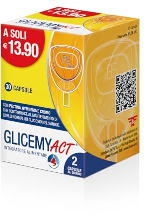 Glicemy Act, Integratore Alimentare per Mantenere i Livelli Normali di Glucosio nel Sangue, con Pectina, Gymnema e Cromo, 1 Confezione da 30 Capsule