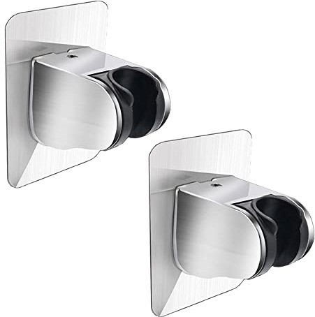 Belvanr Support de Douche Sans Perçage 2 Pièces Support de Douche Réglable Support Pommeau de Douche Fixation Pommeau de Douche Mural Universel ​pour Salle de Bain Hôtel