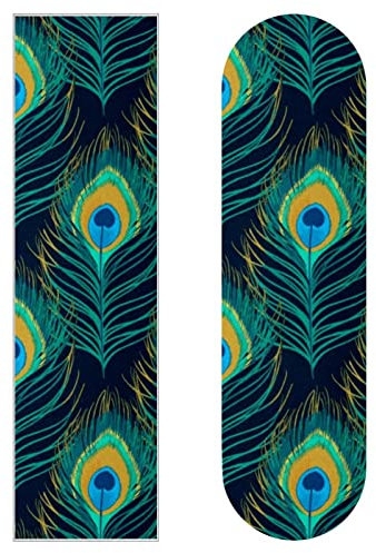 Wasserfarben, Pfauenfeder, 2 Stück, Skateboard-Griptape, Schleifpapier, Longboard, Aufkleber, Roller, Deck, Sandpapier