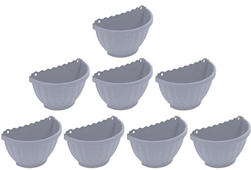 JMS we create smile [Set of 8] Etruscan Wall Basket Soft Grey Flower Pot Hanging Planter Garden Plant Container Indoor or Outdoor Home Decoration ‎30.5 x 14.5 x 20 cm