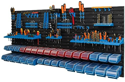 botle 30 Stapelboxen Wandregal Kunststoff Deckel 175,5 x 78 cm Werkzeughalter Werkstatt Garage Lagersystem Sichtlagerkästen Schütte