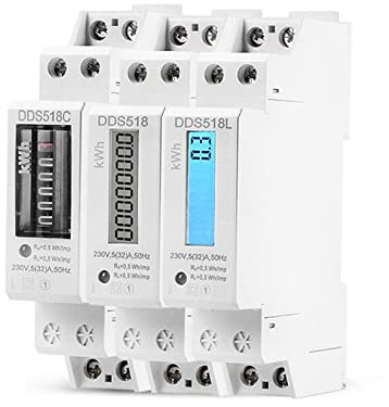 PAKLIF Compteur d'énergie Intelligent Fil Deux Phases LCD Consommation d'énergie Wattmeter rétro-éclairée Compteur électrique (Color : Blanc, Size : DDS518C Analog)