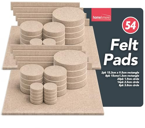 SOL 54pk Felt Pads - Floor Protectors for Chair Legs & Furniture Feet | Reduces noise and scratches, glides quietly across floors, for tables, sofas and dining chairs
