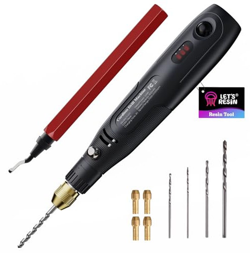 Taladro de resina inalámbrico, ajuste de 3 velocidades y herramienta giratoria recargable 19 accesorios