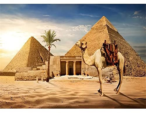 Pyramiden Ägypten DIY Diamond Painting, 5D Diamant Paint Kits Kristallartiges Kreuzstichset Full Diamant Malen nach Zahlen für Erwachsene Kinder für Schlafzimmer Wand Dekoration Round Drill,70x90cm