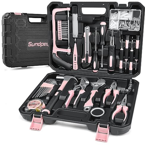 Sundpey Kit di attrezzi per la casa, 148 pezzi, set di attrezzi portatili per la riparazione manuale di base con custodia, cacciavite a cricchetto, chiave esagonale, pinze, chiave inglese, tester di