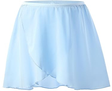 boruizhen Ballet Skirt Pull On Ballet Wrap Skirt Chiffon Dance Skirts with Elastic Waistband for Girls Women Blue S