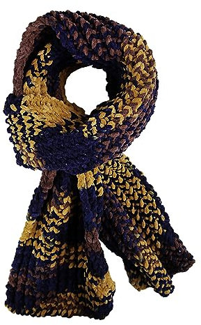 OCCIENTEC Damen Winter Schal Unisex Weicher Handgewebter Schal, Warme Strickschal, Blau-braun-gelb