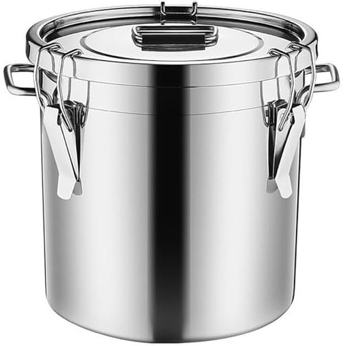 FresQa Seau de Stockage d'eau en Acier Inoxydable 304 ménage 50kg scellé épaissi mètre boîte de Stockage,10L