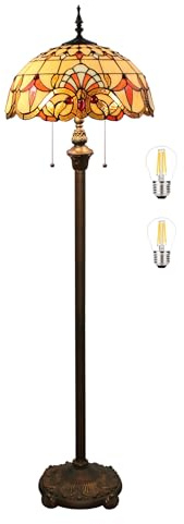 Bidesen Tiffany Stehlampe Gelb Liaison Buntglas Stehende Leselampe 16 Zoll Antike Ecke Lampe Dekor Schlafzimmer Wohnzimmer Home Office (A4)