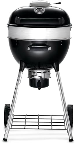 Napoleon PRO18 Compact Charcoal Kettle Grill, Black, Porcelain-Enameled Lid and Bowl, Chrome-Plated Cooking Grid