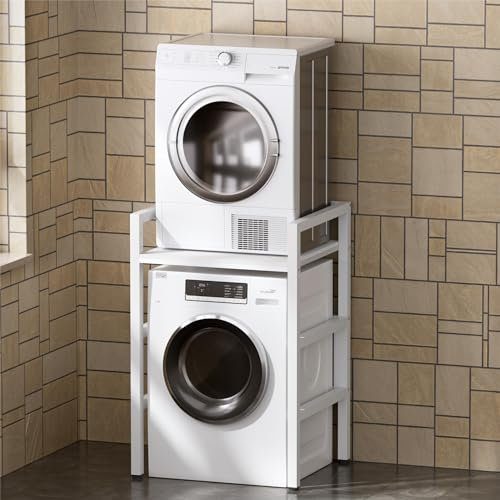 MSFE Regal über Waschmaschine,Höhenverstellbarer Wäschetrocknerständer,Lagerregal über der Waschmaschine, Tragfähigkeit 350 kg,für Waschmaschine und Trockner,73 * 64 * 110cm,Patentiertes Produkt