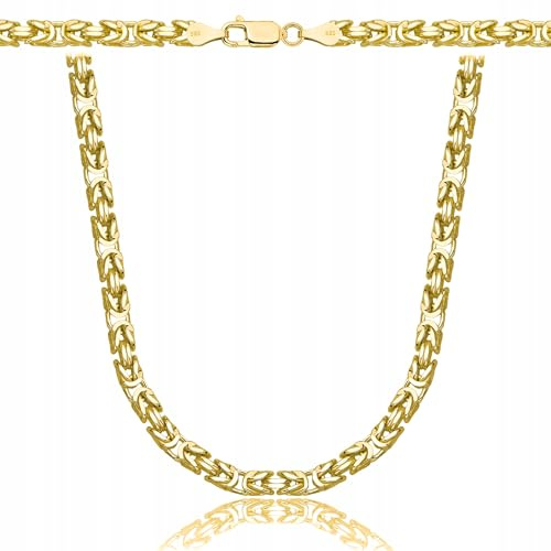 AMAR Luxury Königskette Ketten für Herren - Gold 925/585 14k, Herrenhalskette, Silber 925 mit Gold 14k - Herren Schmuck, Italienische Qualität, Breite 4,5 mm