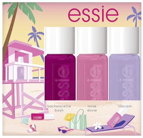 Essie Sommer-Nagellack-Set Hang Loose: Mini Trio Kit Nr. 30 Bachelorette Bash 5 ml, Nr. 20 Lovie Dovie, Lilacism