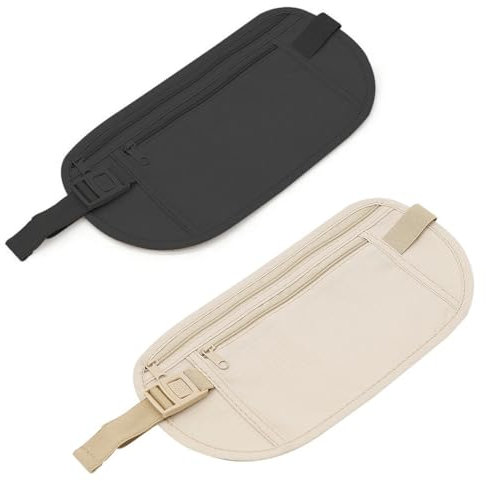 WBZOWRB 2 Stück Brustbeutel Damen,wasserdichte Hüfttasche Bauchtasche Herren Geschützt Geldgürtel Anti-Diebstahl-Sicherheits-Gürteltasch Sport-Gürteltasche,Für Damen Herren