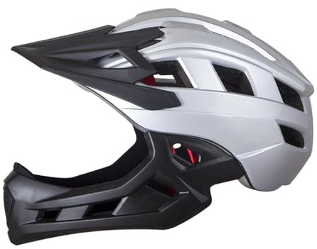 kowaku Casco da Bici per Bambini Casco per Bambini Casco Integrale Casco da Mountain Bike per attività all'aperto, Nero Argentato