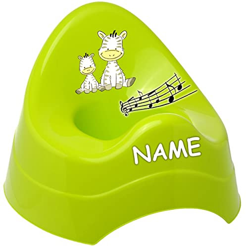 Musik & Sound - Töpfchen/Nachttopf/Babytopf - grün - apfelgrün Tiere - Zebra inkl. Name - Bieco - Melody - mit großer Lehne + Spritzschutz - Babytöpfc..