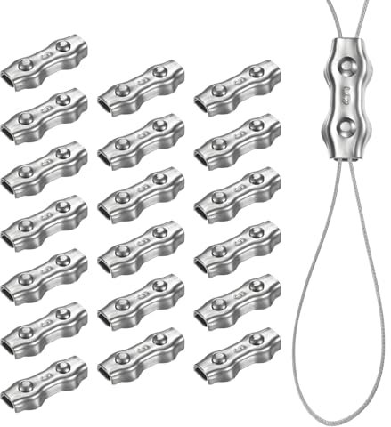 M METERXITY 20-Pack M5 Wire Rope Clips Duplex Double Bolt Stainless Steel Wire Rope Cable Clamps Fit for 3/16 Inch Diameter Wire Cable Wire Rope Clamp