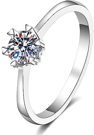 Aotiwe Ringe Verstellbar, Freundschaftsringe Beste Freundin Weißer 0,5 Ct Runder Moissanit mit 6 Zinken Silber 925 Silber