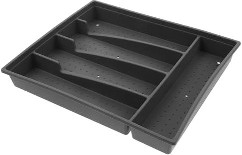 PHENOFICE Cutlery Drawer Organizer Tray for Kitchen Silverware and Utensils, Gray Plastic Spoon Fork Knife Compartment Organizer, Dustproof Flatware Storage for Kitchen Drawers