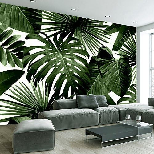 Luowenji Papier Peint Panoramique Feuilles Vertes 300x210 cm 3D Papier Peint Intissé Monstera Délicieuse Photo Trompe l'oeil Poster Geant Mural Salon Chambre Enfant Chambre Décoration Murale a.6836