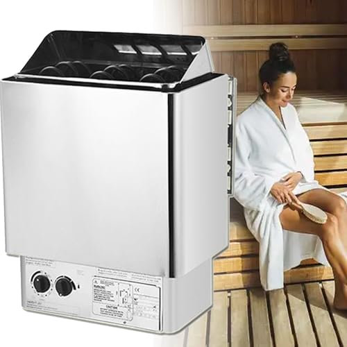 Riscaldatore elettrico per sauna, riscaldatore per sauna e spa con bagno turco 4,5-9 kW con regolatore interno, timer 3 ore e temperatura regolabile, 3-13 m³, per spa hotel e casa,4.5KW
