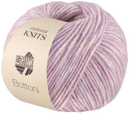 LANA GROSSA Bottoni | Baumwoll-Viskosegemisch mit Merinofasern | Handstrickgarn aus 53% Baumwolle, 24% Viskose & 23% Schurwolle | 50g Wolle zum Stricken & Häkeln | 125m Garn FB 5