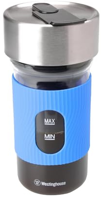 Home Detail Electric Cold Brew Coffee Maker on the Go Portable Cold Brew Maker with Drinking Glass Portable Coffee Maker, Iced Coffee & Tea Maker Flip Cap Lid (Blue)