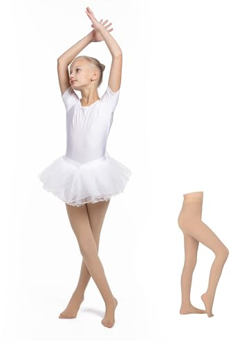 OVISSA Mädchen Ballettstrumpfhose Uni 40 DEN – Weich, Dehnbar & Strapazierfähig – 4 GRÖSSEN & 3 FARBEN: Weiß, Hautfarben, Schwarz