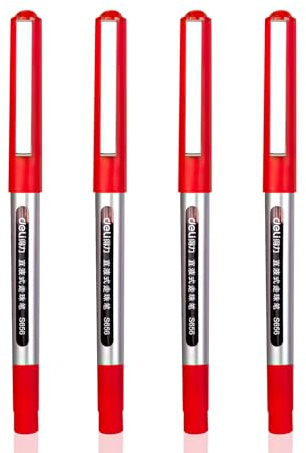 WENJION 4 Stück Rotstift für Lehrer 0,5mm Fineliner Rot Tintenroller Großes Fassungsvermögen Direktflusssystem Gelschreiber Flüssigtinte Kugelschreiber für Schule Büro Zuhause