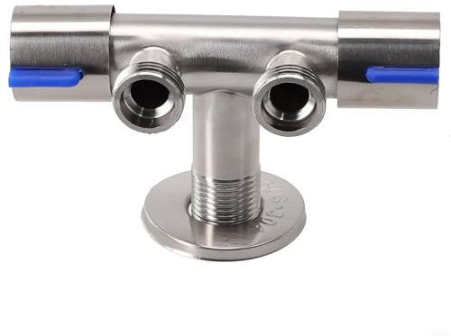 Bulevisiter Rubinetto dell'acqua fredda dell'acciaio inossidabile di doppio controllo, rubinetto della lavatrice del bagno fissato al muro, valvola di miscelazione di design moderno spazzolata doppia