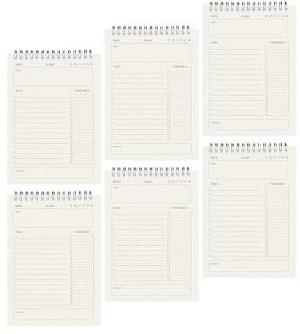 Tagesplaner, Doppeldrahtbindung, 160 Seiten, undatiert, Tagesplaner, Checkliste, Notizbuch, Schreibblock für die tägliche Planung, 6 Stück