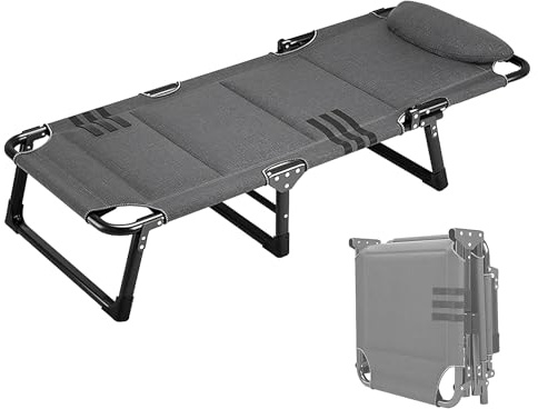 Klappbett Gästebett Camping mit 4-Fach Verstellbarer Rückenlehne und 3D-Kissen Reisebett Erwachsene für Büros, Geschäfte, Krankenhäuser, Camping Tragkraft 175kg(178 * 56 * 28cm)
