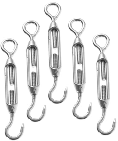 LIFKOME 5pcs Stainless Steel Tensioner Turnbuckles Hooks Heavy Duty Adjustable Wire Tensioner for Cable Wire Rope Tension for Sun Shade Fence Tent Installation