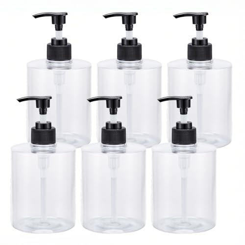 YANCAER - 6 Piezas de Transparent Botella Dispensadora de Loción Recargable 500 ml – Ideal para loción, jabón de Manos, champú, Gel de Ducha, Limpiador Facial o acondicionador.