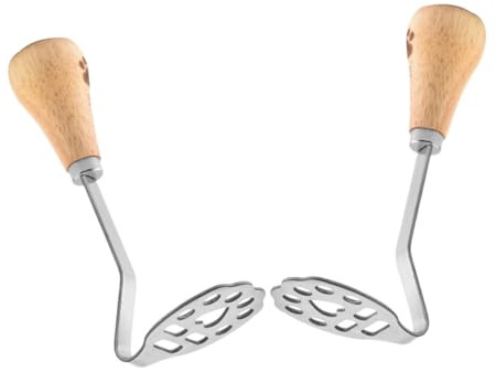 FUNOMOCYA 2Pcs Stainless Steel Potato Masher with Handle Easy to Use Kitchen Tool for Smooth Purees for Potatoes Fruits and Vegetables and Versatile Cooking Utensil