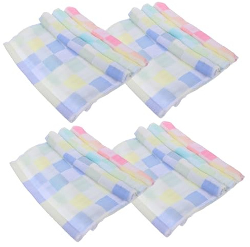 UKCOCO 12 pièces Lot de Lingettes Absorbantes pour Garçon Fille Coton Carrés Mousseline Colorés Serviettes Multifonctions pour Toilette Garçon Fille Doux et Respirant