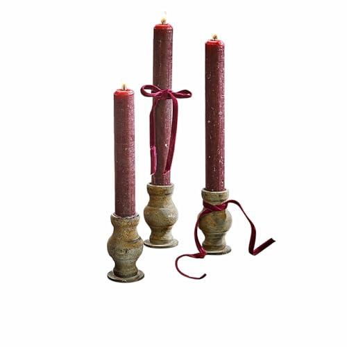 Loberon Kerzenhalter 3er Set Seranda, antikbraun | mit Antik-Finish - für Stabkerzen - Ausdrucksvolle Patina - Kerzenständer - Dekoration - Eisen